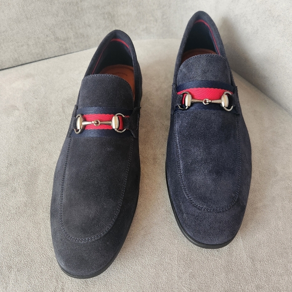 Section X dress loafers 10.5 navy blue suede Saint venetian bit buckle new $130 main image 11